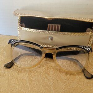 VINTAGE 50's/60's Cat Eye Glasses by Style Rite-FREE Period Eyeglass Case- 5 1/2